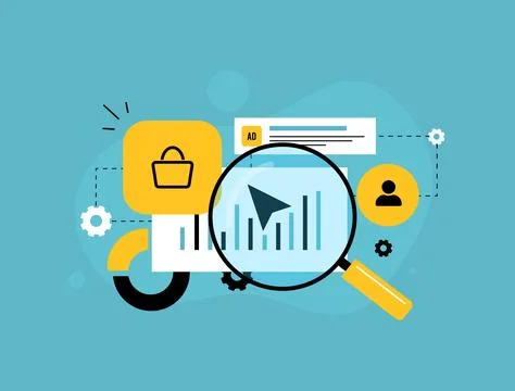 End-to-end analytics connects multichannel data to evaluate marketing campaign Stock Illustration