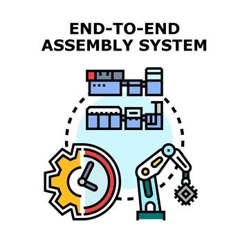 End to end assembly system manufacturing automation process Illustrazione stock