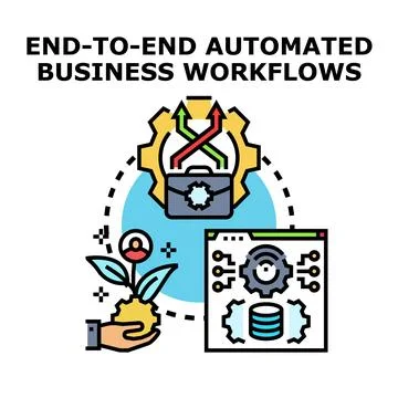 End to end automated business workflow optimization process Stock Illustration