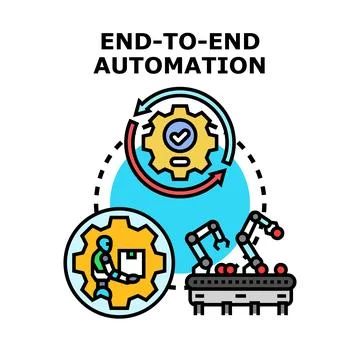 End to end automation process concept Stock Illustration