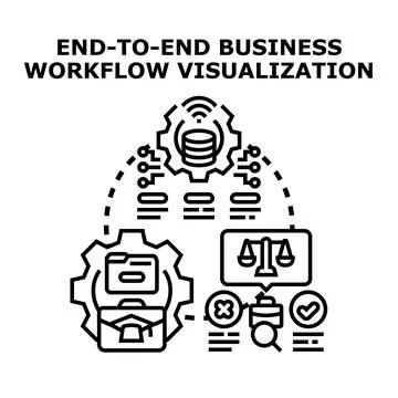 End to end business workflow visualization process Stock Illustration