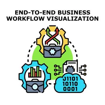 End to end business workflow visualization process Stock Illustration