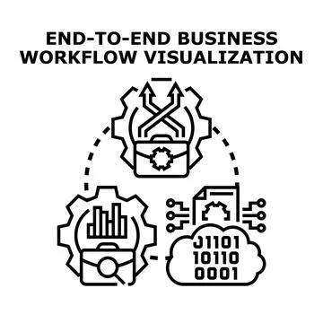 End to end business workflow visualization process Stock Illustration