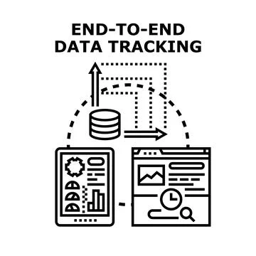 End to end data tracking analyzing digital information flow Stockillustratie