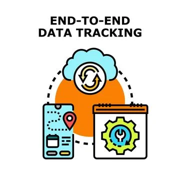 End to end data tracking system management process 스톡 일러스트