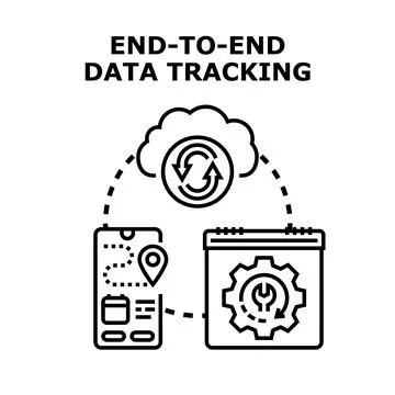 End to end data tracking system management process Illustrazione stock