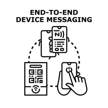 End to end device messaging privacy and communication concept Stock Illustration