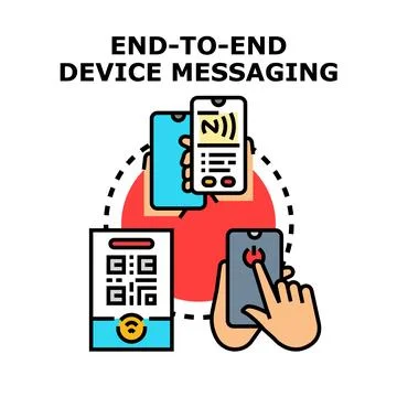 End to end device messaging privacy and communication concept Stock Illustration