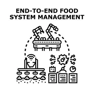End to end food system management with smart technology Stock Illustration