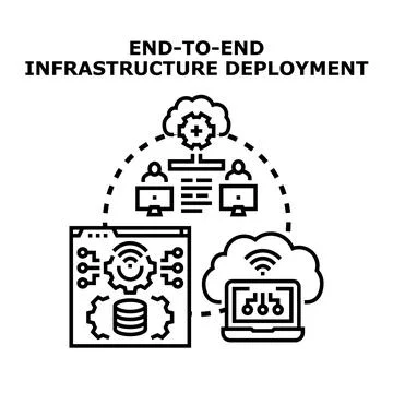 End to end infrastructure deployment concept managing it Stock Illustration