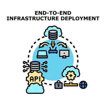 End to end infrastructure deployment process automation concept Stock Illustration