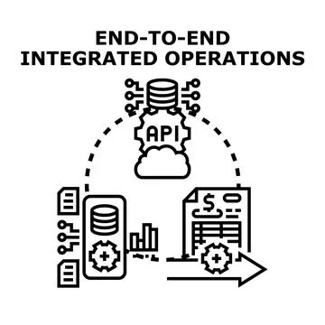 End to end integrated operations managing data flow イラスト素材