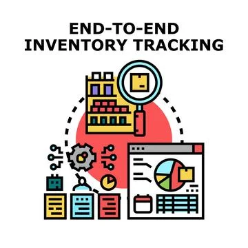 End to end inventory tracking process illustration Stock Illustration
