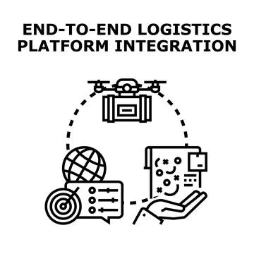 End to end logistics platform integration concept Stock Illustration