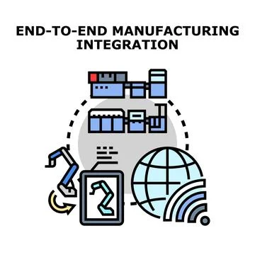 End to end manufacturing integration concept vector Illustrazione stock