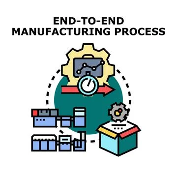 End to end manufacturing process concept illustration Stock Illustration