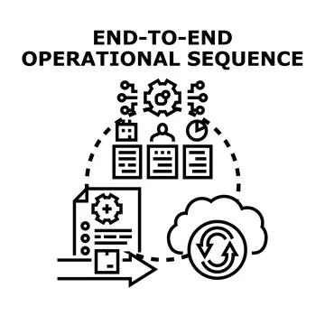 End to end operational sequence business process flow Stock Illustration