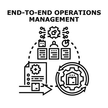 End to end operations management business process illustration Stock Illustration
