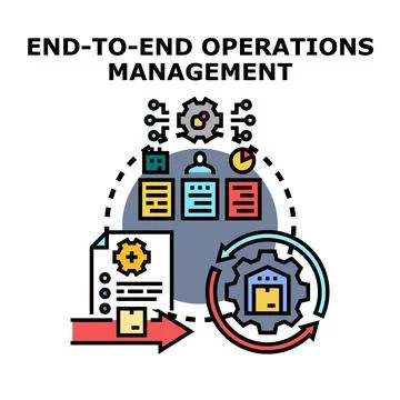 End to end operations management business process illustration Stock Illustration