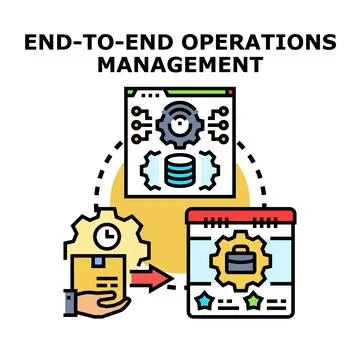 End to end operations management process optimization concept Stock Illustration