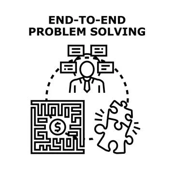 End to end problem solving and business solution strategy Illustrazione stock