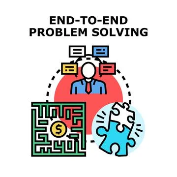 End to end problem solving and business solution strategy Stock Illustration