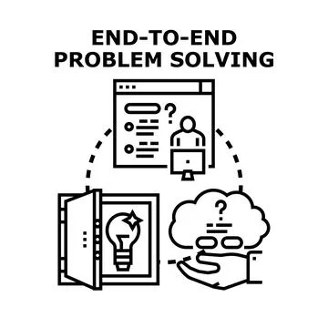 End to end problem solving concept process cycle Stock Illustration