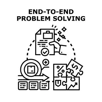End to end problem solving process development concept Illustrazione stock