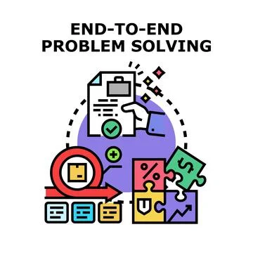 End to end problem solving process development concept Stock Illustration