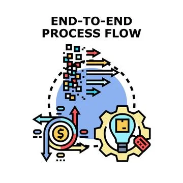 End to end process flow with business optimization steps Stock Illustration