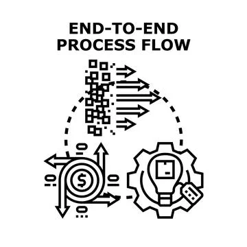 End to end process flow with business optimization steps Stock Illustration