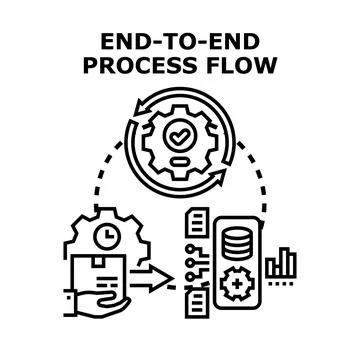 End to end process flow optimizing business workflow Stock Illustration