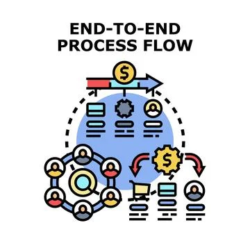 End to end process flow strategy management 스톡 일러스트