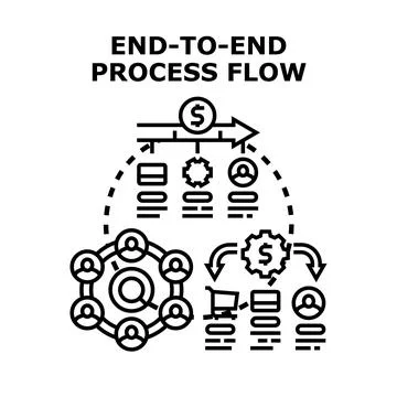 End to end process flow strategy management Stock Illustration