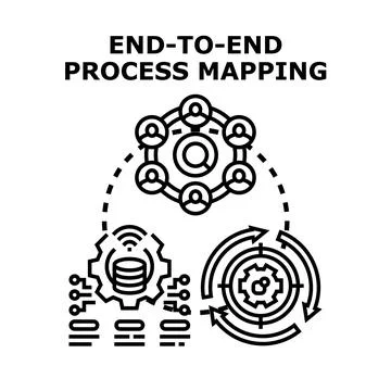 End to end process mapping diagram outlining business strategy Stock Illustration