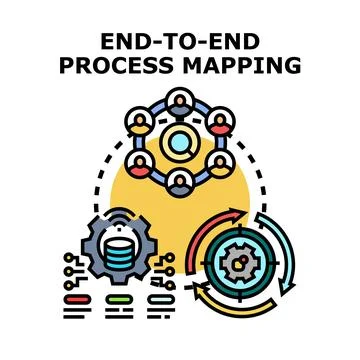 End to end process mapping diagram outlining business strategy Stock Illustration