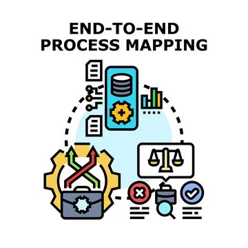 End to end process mapping strategy optimizing business operations illustrati 库存插图