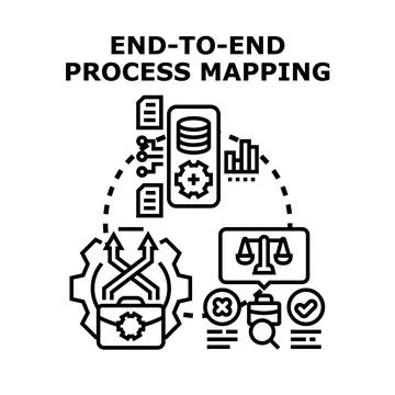 End to end process mapping strategy optimizing business operations illustrati Stock Illustration