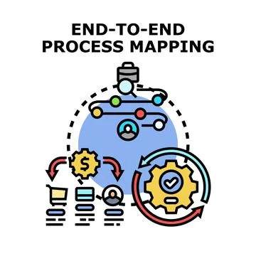 End to end process mapping with workflow steps イラスト素材