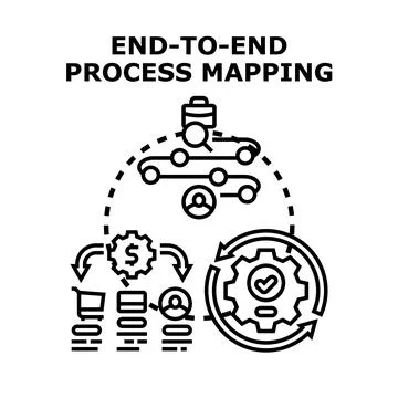 End to end process mapping with workflow steps 스톡 일러스트