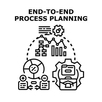 End to end process planning and optimization strategy Illustrazione stock