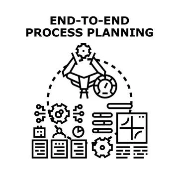 End to end process planning concept developing business strategy 스톡 일러스트