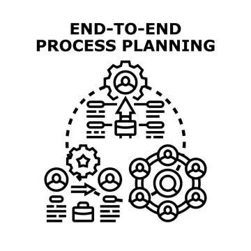 End to end process planning creating business strategy Stock Illustration