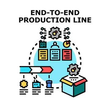 End to end production line process management manufacturing system Illustrazione stock