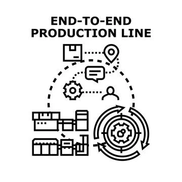 End to end production line process management and complete logistics Stock Illustration