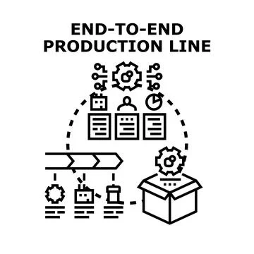 End to end production line process management manufacturing system Stock Illustration
