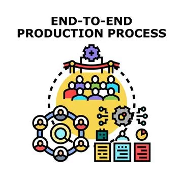 End to end production process concept illustrating workflow Stock Illustration