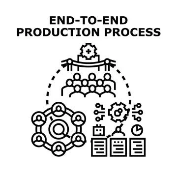 End to end production process concept illustrating workflow Stock Illustration