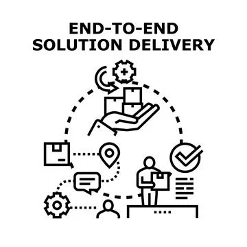 End to end solution delivery process workflow lifecycle Stock Illustration