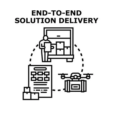 End to end solution delivery process workflow logistics イラスト素材